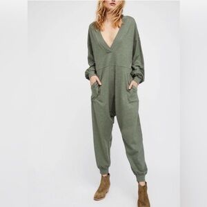 Intimately By Free People Just Because Slouchy Green Jumpsuit Large